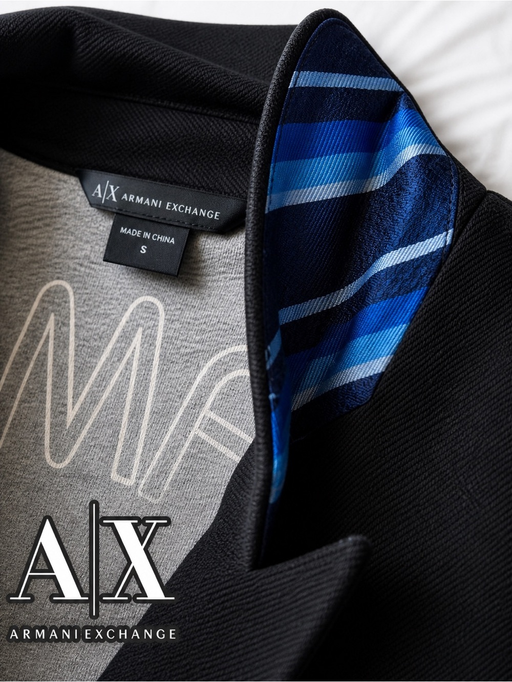 Gorgeous Armani Exchange Black Blazer, Tailored, One Button, Satin Back Collar